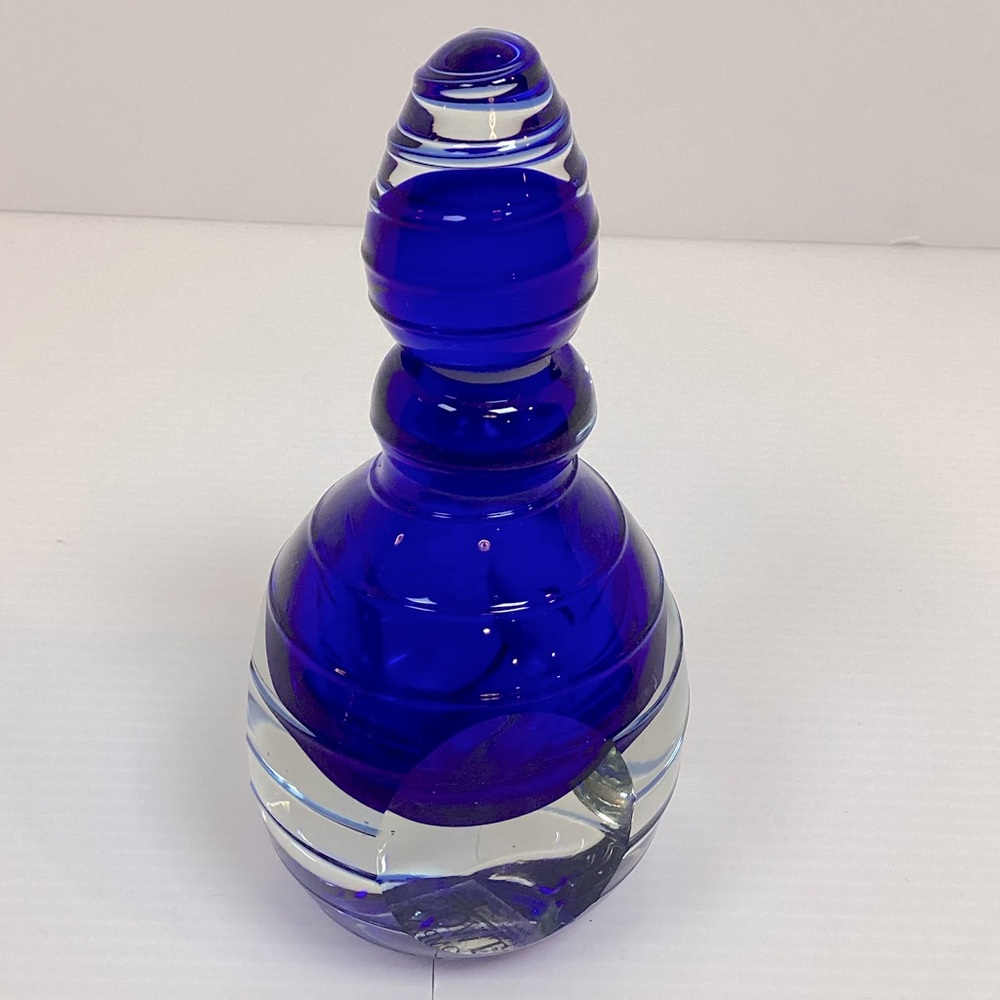 VTG Two’s Company Hand Blown Glass Perfume Bottle With Lid And Dipper Blue